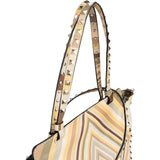Valentino Leather Rockstud Striped Tote Shoulder Bag