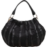 Prada Tessuto Leather Striped Gauffre Hobo Handbag