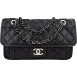 Chanel Quilted Caviar Leather Palladium Front Pocket Single Flap Shoulder Bag