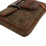 Prada Tweed Ricamo Visone Mini Flap Shoulder Bag