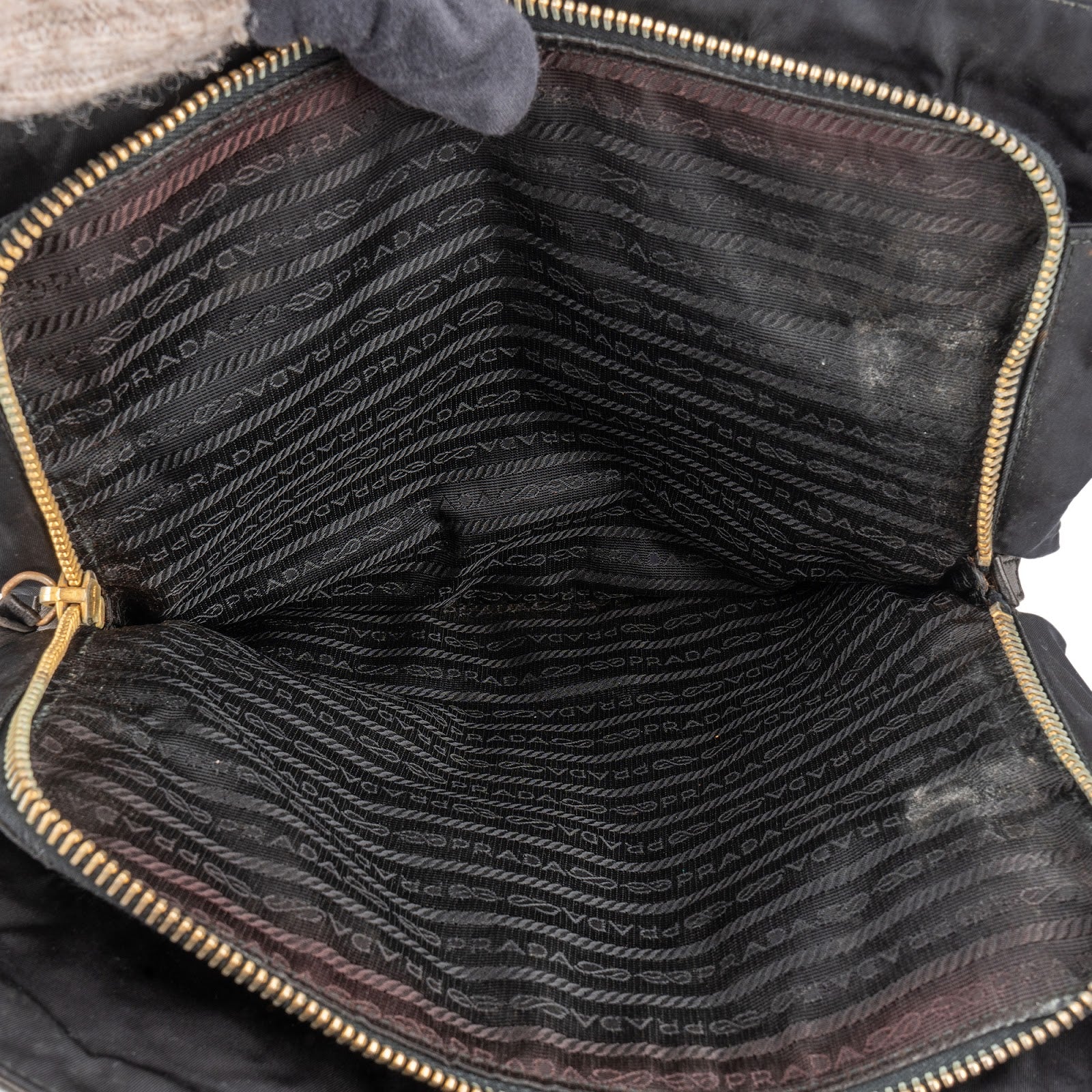 Prada Nylon and Leather Chain Tote Shoulder Bag - vintageandkickz
