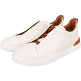 Zegna White Leather Triple Stitch Sneakers (UK8,5 / US9,5 / EU 44)