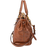 Miu Miu Brown Vitello Shine Leather Drawsting Satchel Handbag