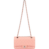 Chanel Quilted Caviar Leather Palladium Medium Double Flap Shoulder Bag