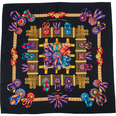 Hermès Les Rubans du Cheval Silk Carre 90 Scarf Tuch