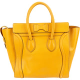 Céline Yellow Drummed Calfskin Luggage Tote Handbag
