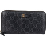 Gucci Guccissima Leather Bow Zip Around Wallet