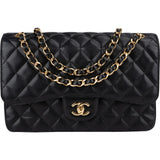 Chanel Quilted Caviar Leather Jumbo Double Flap Crossbody Bag