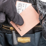 Miu Miu Vitello Lux Gathered Hobo Tote Handbag