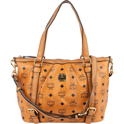 MCM Monogram Visetos Satchel Handbag - vintageandkickz