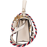 Gucci White Leather Sylvie Mini Top Handle Crossbody Handbag