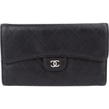 Chanel Quilted Lambskin Palladium Classic Flap Wallet