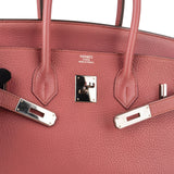 Hermès Bois De Rose Taurillon Clemence Leather Palladium Birkin 35 Handbag