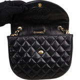 Chanel Quilted Lambskin 24K Gold Half Moon Single Flap Crossbody Bag