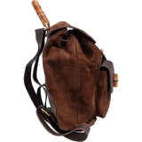 Gucci Suede and Leather Bamboo Backpack