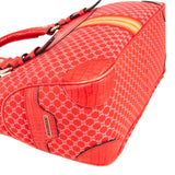 Celine Macadam Monogram Canvas Croc Embossed Leather Striped Boogie Handbag