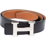 Hermès Bicolor Epsom Leather Reversible Palladium H Belt (85)