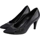 Chanel Black Leather Cap Toe Pumps (36,5)
