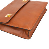 Celine Grained Leather Double Ring Clasp Briefcase Crossbody Handbag