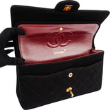 Chanel Quilted Jersey Medium 24K Gold Double Flap Crossbody Bag