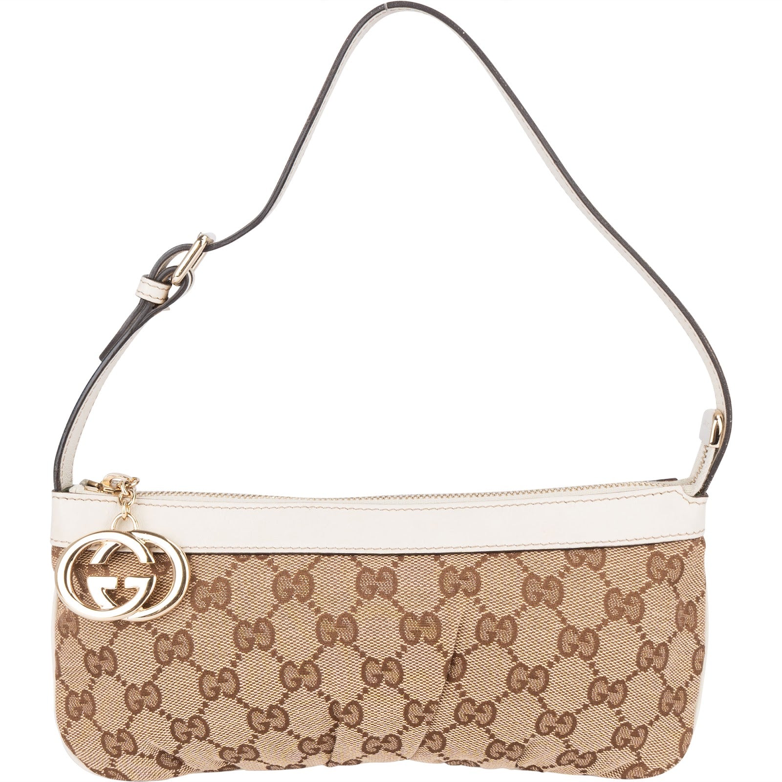 Gucci Monogram GG Canvas Charm Pochette Shoulder Bag - vintageandkickz