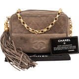 Chanel Quilted Suede Tassel Camera Crossbody Bag