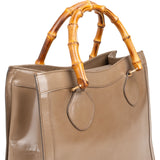 Gucci Smooth Leather Bamboo Tote Handbag