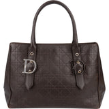 Christian Dior Quilted Cannage Leather D Buckle Shopping Tote Handbag