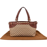 Gucci Monogram GG Canvas Woven Handle Babouska Tote Shoulder Bag