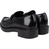 Prada Black Spazzolato Triangle Leather Loafer Shoes (39)