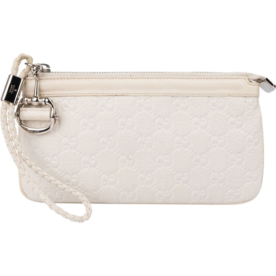 Gucci Guccissima Leather Horsebit Wristlet Pouch Bag