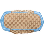 [🔄️B07 / F44] Gucci Blue Leather GG Canvas Sukey Medium Handbag - vintageandkickz