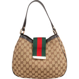 Gucci Monogram GG Canvas Web Hobo Shoulder Bag