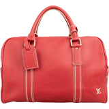 Louis Vuitton Red Tobago Leather Carryall M95140 Weekender Travel Bag