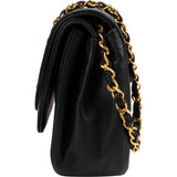 Chanel Quilted Lambskin Half Moon 24K Gold Double Flap Shoulder Bag