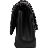 Chanel Quilted Lambskin Palladium Jumbo Double Flap Crossbody Bag