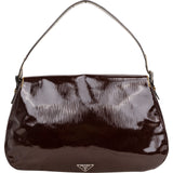 Prada Brown Vernice Saffiano Leder Saddle Flap Shoulder Bag