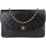 Chanel Quilted Lambskin 24K Gold Single Flap Shoulder Bag