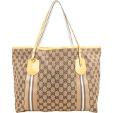 Gucci Monogram GG Canvas Patent Leather Web Stripe Tote Shoulder Bag