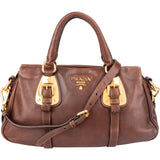 Prada Brown Calfskin Bowler Satchel Handbag