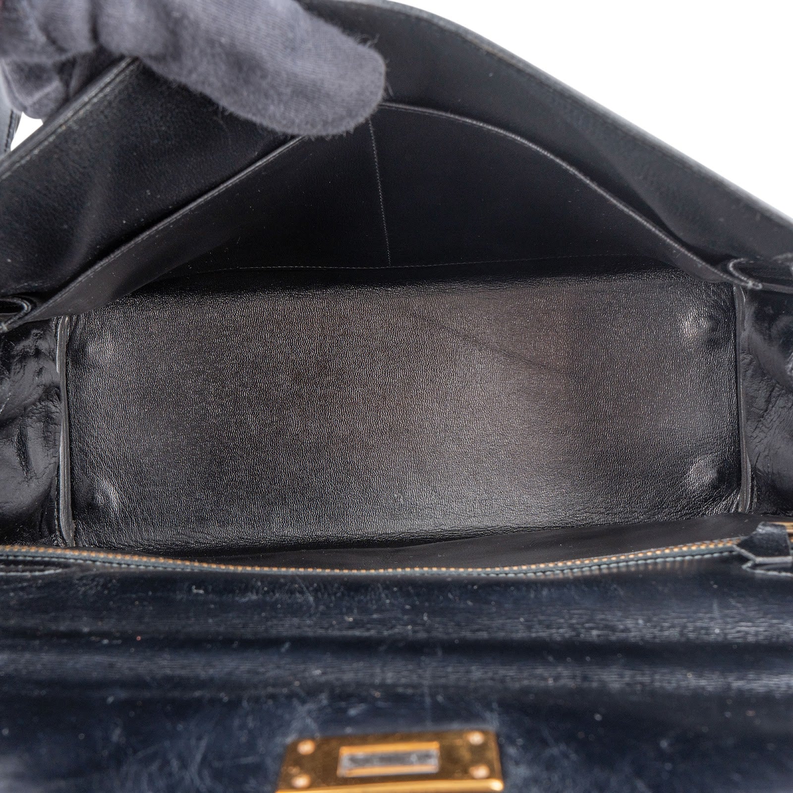 Hermès Box Calf Kelly Sellier 28 Handbag xx stempel / auf schwarz gefärbt? - vintageandkickz