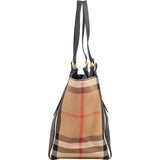 Burberry Black Leather House Check Canterbury Tote Shoulder Bag