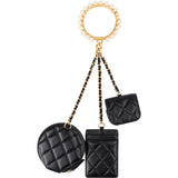 Chanel Quilted Lambskin Pearl Bracelet Multi Pouches  (Cardholder, Coins & AirPods) Handbag