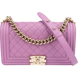 Chanel Quilted Caviar Leather Medium Boy  Single Flap Crossbody Bag