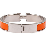 Hermès Silver Tone Clic H Orange Bracelet
