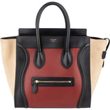 Celine Suede Bicolor Leather Luggage Handbag