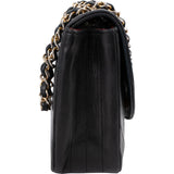 Chanel Quilted Lambskin Chevron Half Moon 24K Gold Single Flap Shoulder Bag