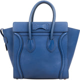 Céline Blue Drummed Calfskin Micro Luggage Handbag