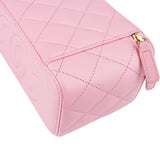 Chanel Pink Green Bicolor Quilted Lambskin Top Handle Vanity Case Crossbody Handbag