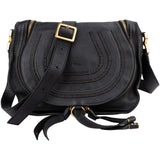 Chloé Black Leather Marcie Saddle Zip Crossbody Bag